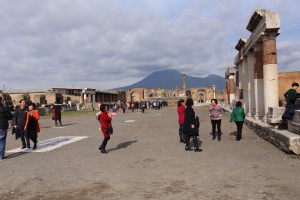 The forum in Pompeii with Vesuvius in the background...it is still active