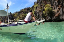 Boats waiting while we explore the small lagoon